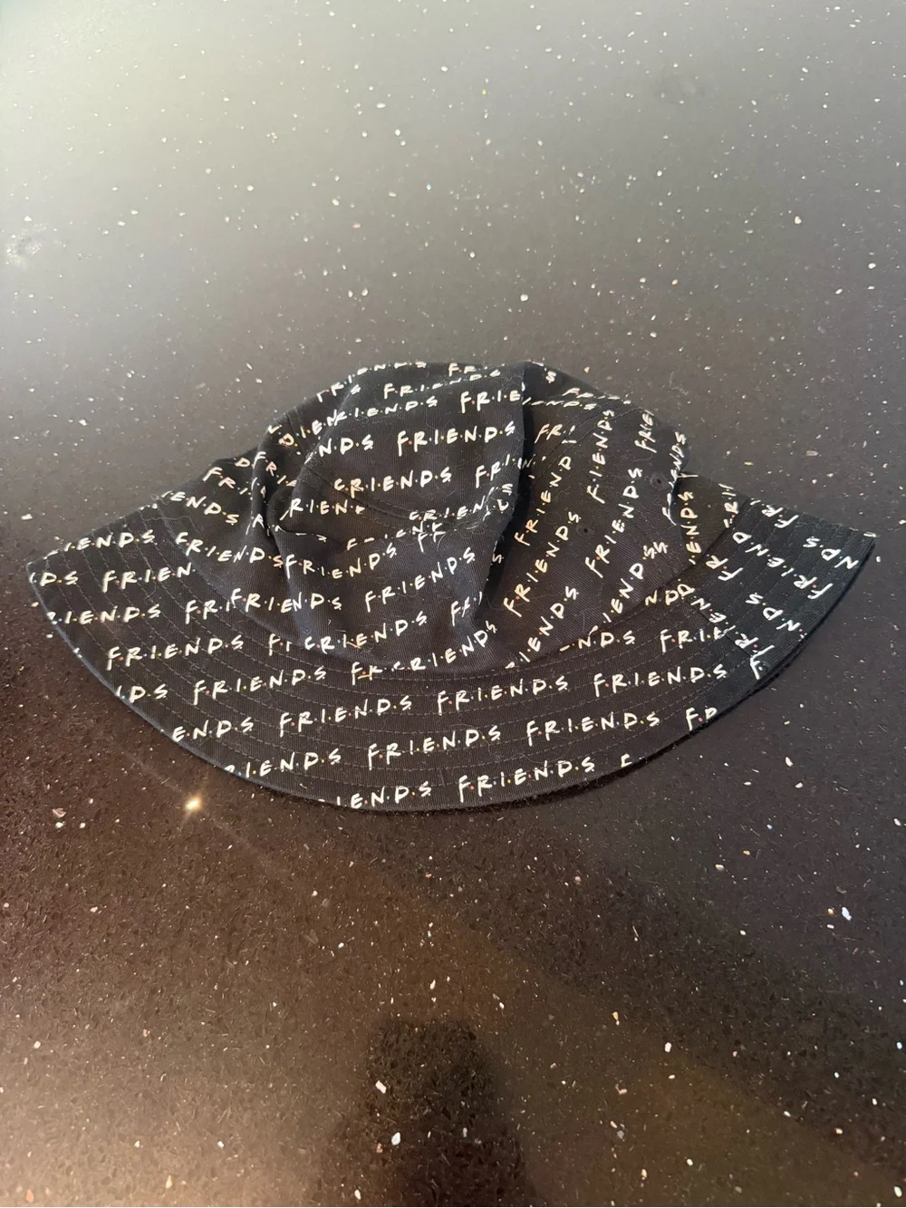 FRIENDS Black Bucket Hat with White Logo Print